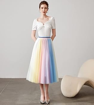 Amazon.com: Dwirapal Sequin Long Tulle Skirt 4 Layered Flowy